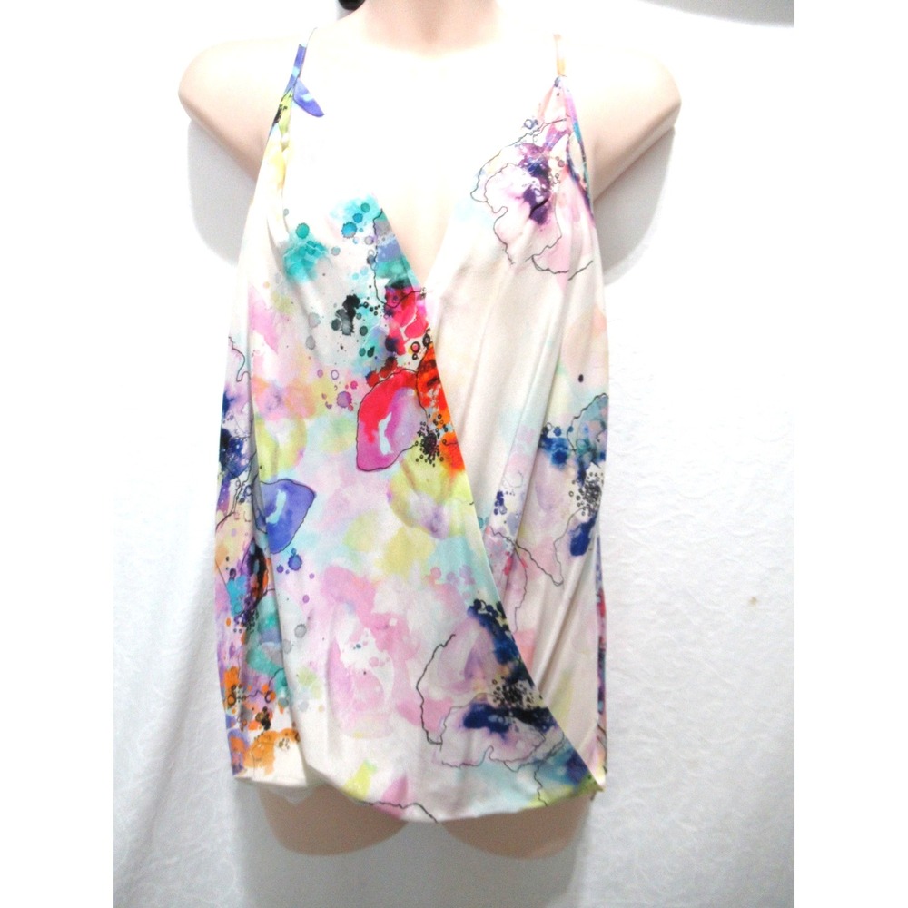 Amanda Uprichard Medium 100% Silk Draped V-Neck Spaghetti Strap Camisole Tank